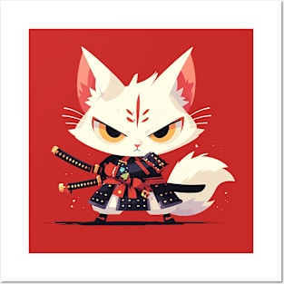 samurai cat Posters and Art